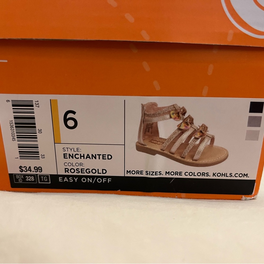 Toddler Girl Enchanted, Rose Gold Sandals in Size 6